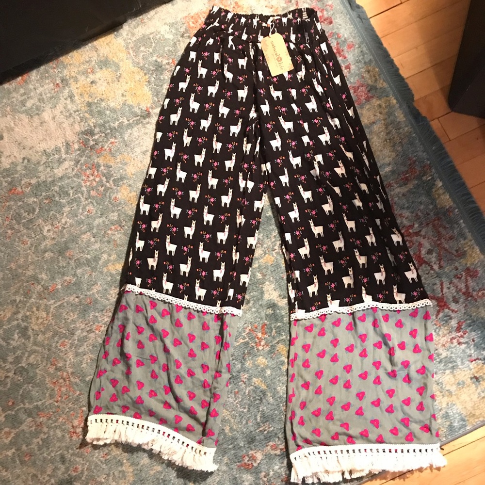 Boho beachy pant with fringe cuffs